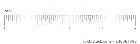 Measuring scale inch with numbers, markup for rulers. Measuring scale for the ruler lines. Size comparing quantities. Distance, repeatable.  130367588
