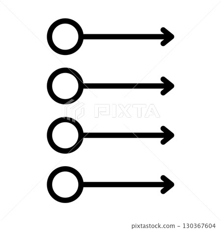 An icon that represents movement in one direction. An icon that represents movement in one direction. 130367604