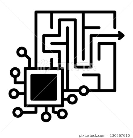 這個圖示代表AI引導你找到最佳答案。迷宮裡有正確答案。附近有一個半導體。 130367610