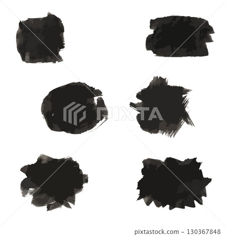 Ink brush stroke set | Japanese-style square and irregular ink texture material Ink brush stroke set | Japanese-style square and irregular ink texture material 130367848