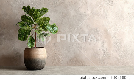 Elegant Fiddle Leaf Fig in Stylish Ceramic Pot Elegant Fiddle Leaf Fig in Stylish Ceramic Pot 130368063