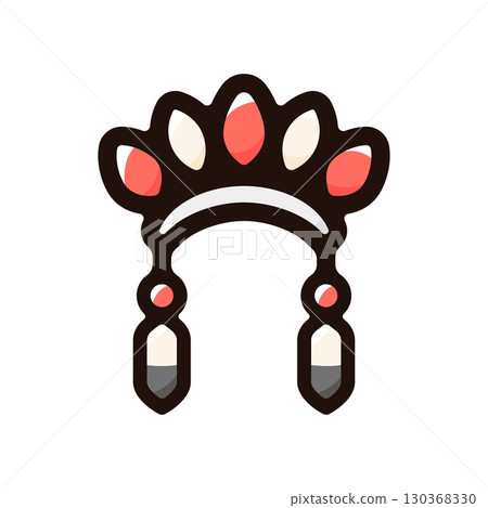 Feather headdress illustration icon (ethnic, tribal, Amazonian material) Feather headdress illustration icon (ethnic, tribal, Amazonian material) 130368330