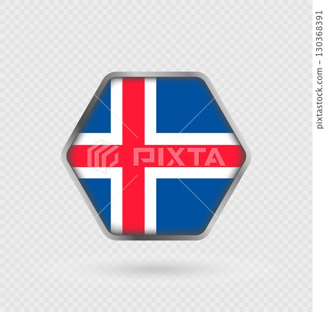 Iceland flag in a hexagon frame. Iceland flag in a hexagon frame. 130368391