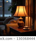table lamp on the table in the bedroom 130368444