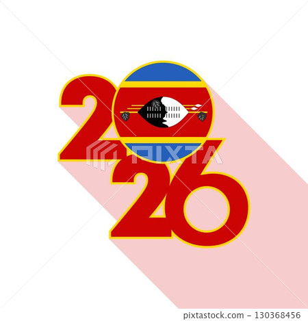 2026 Long Shadow Banner with Eswatini Flag Inside. 2026 Long Shadow Banner with Eswatini Flag Inside. 130368456