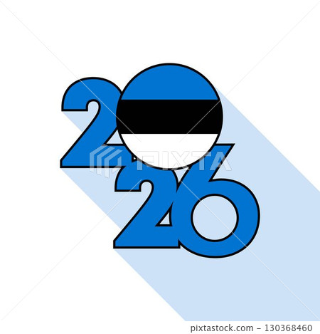 2026 Long Shadow Banner with Estonia Flag Inside. 2026 Long Shadow Banner with Estonia Flag Inside. 130368460