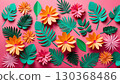 tropical background with palm leaves 130368486