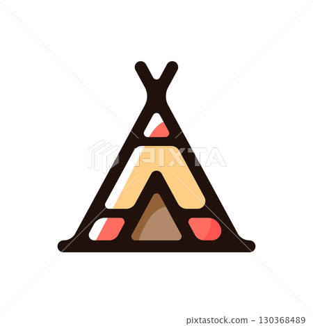 Tipi、Tipi 插圖圖示(庇護所、原住民、印地安材料) Tipi、Tipi 插圖圖示(庇護所、原住民、印地安材料) 130368489