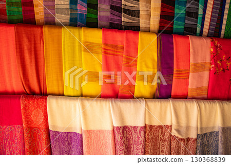 Handwoven fabric from the long-necked Karen tribe Handwoven fabric from the long-necked Karen tribe 130368839