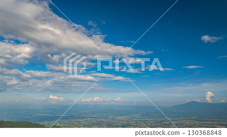 Aerial view of  blue sky above the mountain 130368848