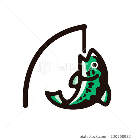 鱸魚釣魚插圖圖示（嗜好、休閒、戶外素材） 130368922