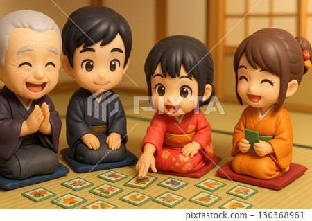 Karuta with the whole family during New Year's 130368961