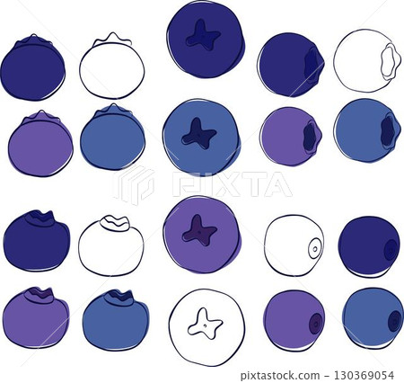 Blueberry line graphic icon set. vector illustration. 130369054