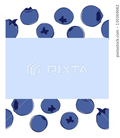 Hand drawn blueberry graphic live seamless border frame. Juicy blueberries on twig, fresh edible berries for healthy nutrition vector illustration Delicious forest berries 130369062
