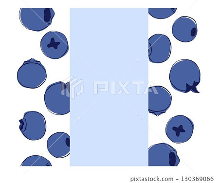 Graphic outline style fresh blueberry frame. Vector seamless border frame illustration 130369066