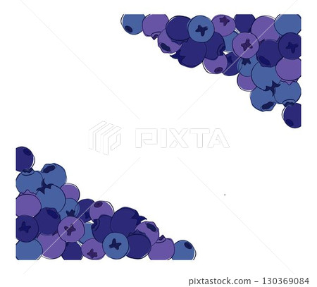 graphic outline style fresh blueberry frame illustration. vector template for your text 130369084