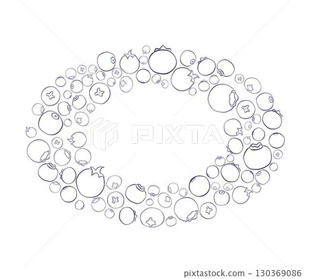 Blueberry line art oval frame template. vector illustration for nature-inspired artwork 130369086