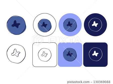 Hand drawn Cute Blueberry Icon logo graphic line fruit vector illustration design for kids and children books for learning fruits and alphabet isolated on transparent background 130369088