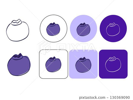 Blueberry Icon logo Set. Vector graphic line Illustration on transparent and colored background Blueberry Icon logo Set. Vector graphic line Illustration on transparent and colored background 130369090