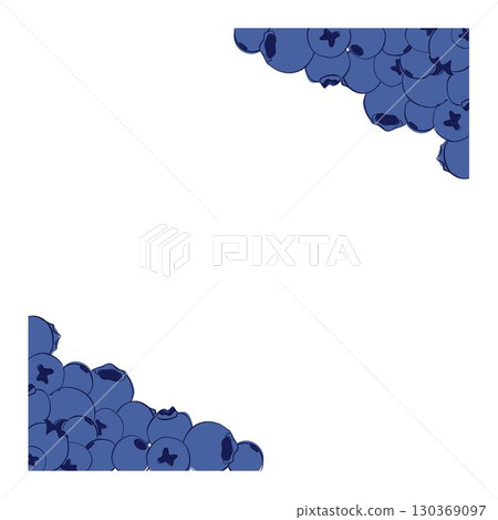 Hand drawn graphic line illustrations of blueberry isolated on white transparent background. vector Detailed square frame with blueberries. Applicable for menu, brochures, flyers. 130369097