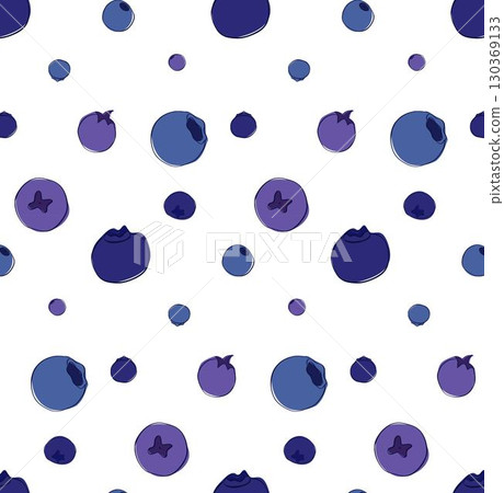Theme big colored seamless pattern with blueberry, bright berry pattern for seal. vector graphic line Berry pattern consisting of beautiful seamless repeat blueberry. 130369133