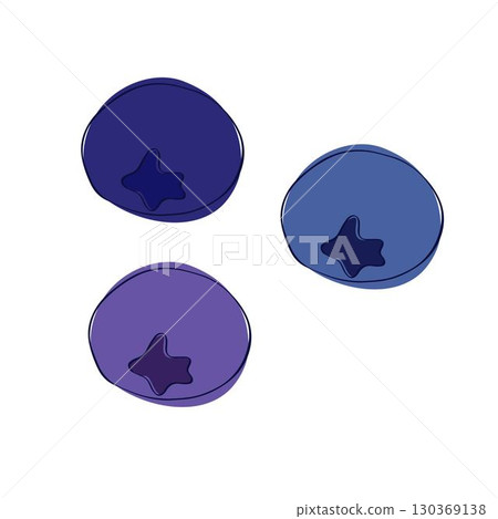 Vector illustration of fresh blueberry in graphic line style. Vector Sweet fruit in three colors isolated on white transparent background 130369138