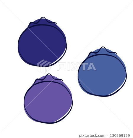 Blueberry graphic minimalistic flat and line style. Vector set of blueberries different colors 130369139