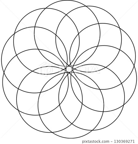 Overlapping circles line objects rounds style 130369271