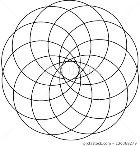 Overlapping circles line objects rounds style 130369279