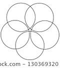 Overlapping circles line objects rounds style 130369320
