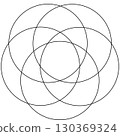 Overlapping circles line objects rounds style 130369324
