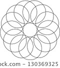 Overlapping circles line objects rounds style 130369325