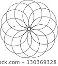 Overlapping circles line objects rounds style 130369328