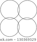 Overlapping circles line objects rounds style 130369329