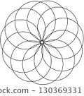 Overlapping circles line objects rounds style 130369331