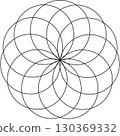 Overlapping circles line objects rounds style 130369332