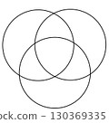 Overlapping circles line objects rounds style 130369335