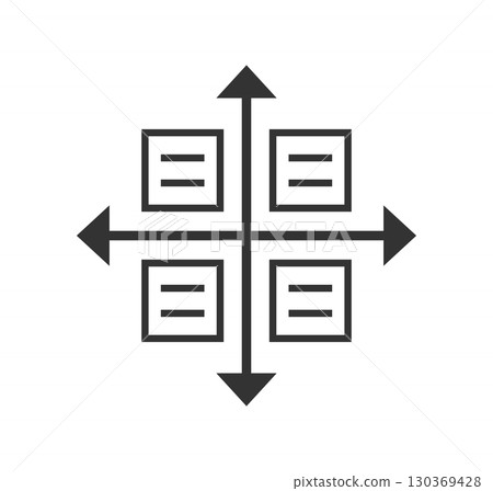 Four Direction Arrows with Grid Layout Symbol 130369428