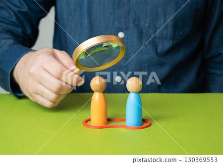 Two people in a partnership, team efficiency, collaboration success, joint creativity, shared business goals, cooperation power 130369553