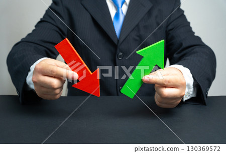 Market volatility. Mood swings. Turn losses into profits. Fix your business. Reach the bottom of prices for a rebound. Stock trading, investor psychology, economic cycle, recovery strategy, risk 130369572