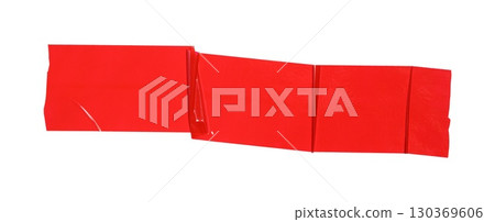 Crumpled red washi tape isolated on transparent background creates a visually captivating textured pattern, adding depth and interest Crumpled red washi tape isolated on transparent background creates a visually captivating textured pattern, adding depth and interest 130369606