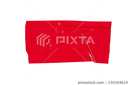 Crumpled red washi tape isolated on transparent background creates a visually captivating textured adding interest depth and pattern, Crumpled red washi tape isolated on transparent background creates a visually captivating textured adding interest depth and pattern, 130369624