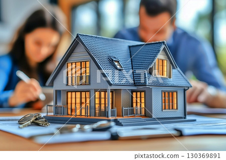 Drawing blueprints using a house model 130369891