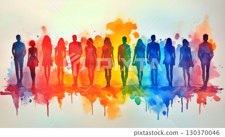 Colorful human silhouettes Colorful human silhouettes 130370046