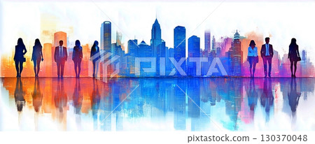 Colorful human silhouettes Colorful human silhouettes 130370048