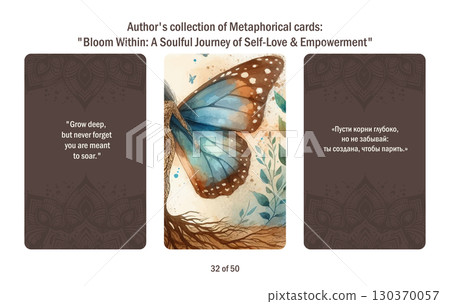 Metaphorical cards for women. Blossom from within a soulful journey to self-love and empowerment, answers to questions. 130370057