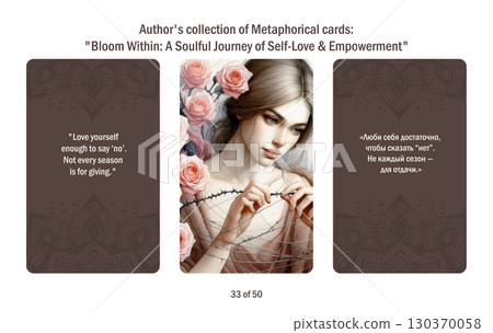 Metaphorical cards for women. Blossom from within a soulful journey to self-love and empowerment, answers to questions. 130370058