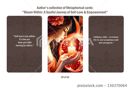 Metaphorical cards for women. Blossom from within a soulful journey to self-love and empowerment, answers to questions. 130370064