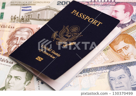 American Passport on Honduran Lempira 130370499