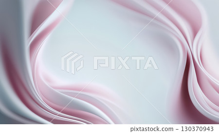 Soft pink and white waves blend, creating a calming abstract backdrop of tranquility and elegance. 130370943
